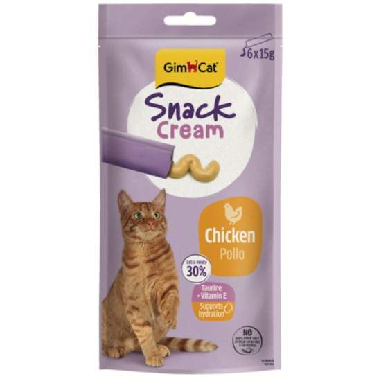 GimCat SNACK CREAM CHICKEN 6x15g - krēmveida kārums kaķiem
