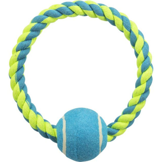 Trixie Tennis ball on a Rope 6cm/ - gredzens no kokvilnas virves ar tenisa bumbiņu