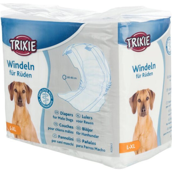 Trixie Diapers for male dogs, L–XL, 60-80 cm, 12 gab