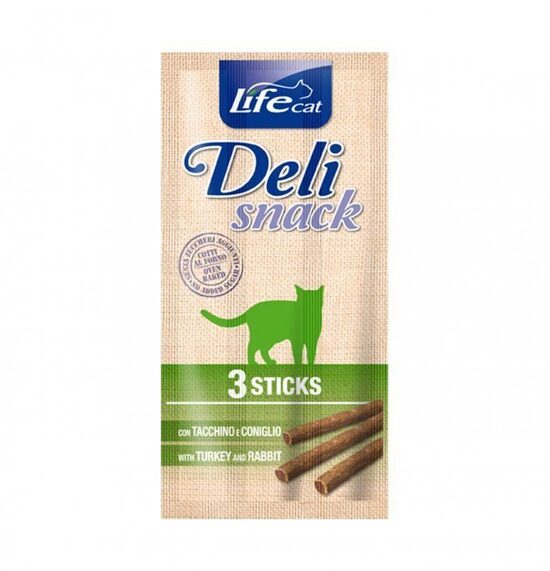 Life Cat Deli Snack Sticks with Rabbit&Turkey 3 gb x 5 g (trusis, tītars) - gardums kaķiem 