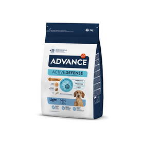 ADVANCE DOG MINI LIGHT 3KG - sausa barība pieaugušiem mazo šķirņu suņiem ar tendenci uz lieko svaru un aptaukošanās risku. Ar vistu un rīsiem.