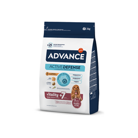 ADVANCE DOG MEDIUM SENIOR 3KG - sausā barība vidējo šķirņu suņiem  vecumā pēc 7 gadiem. Ar vistu un rīsiem.