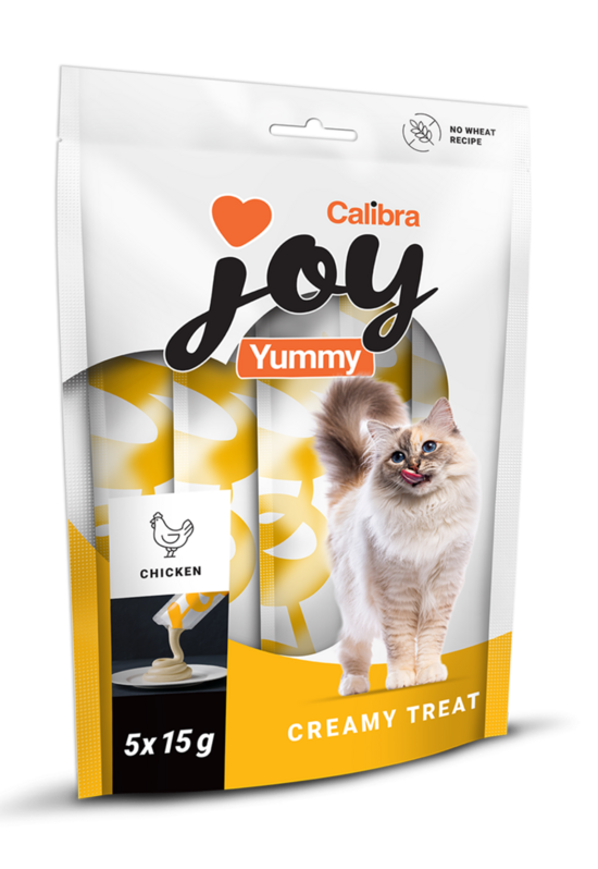 Calibra Joy Cat Yummy Chicken Treat 5x15 g - krēmīga, nolaižama pasta kaķiem ar vistas fileju