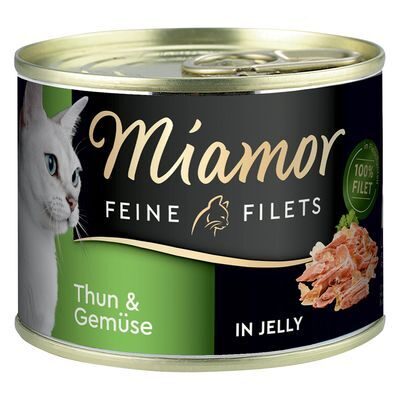 MIAMOR Feine Fillets Thun&Gemuse 185g - konservi kaķiem ar tunča filejas gabaliņiem un dārzeņiem želejā