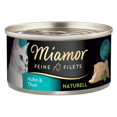 MIAMOR Feine Filets Naturelle Chicken&Tuna 80g - konservi kaķiem ar vistas fileju un tunča gabaliņiem savā sulā