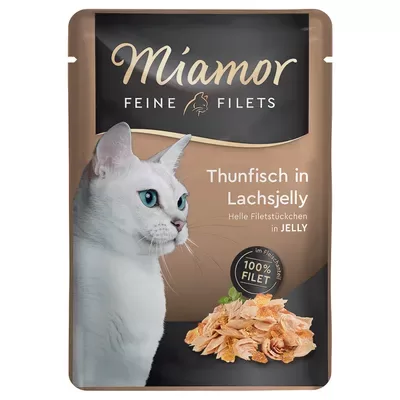 Miamor Feine Filets Pouch  Thun in Lachsjelly 100 g (tuncis lašu želejā)
