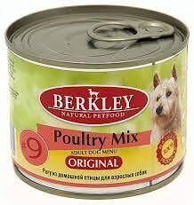 Berkley Dog #9 Poultry Mix 200g - konservi suņiem ar mājputnu gaļas ragū