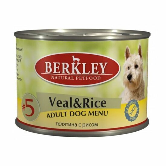 Berkley Dog #5 Veal&Rice 200g - konservi suņiem ar teļa gaļu un rīsiem