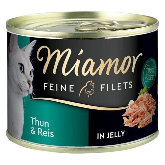MIAMOR Feine Filets Tuna&Rice in jelly 185g  - konservi kaķiem ar tunci un rīsiem želejā