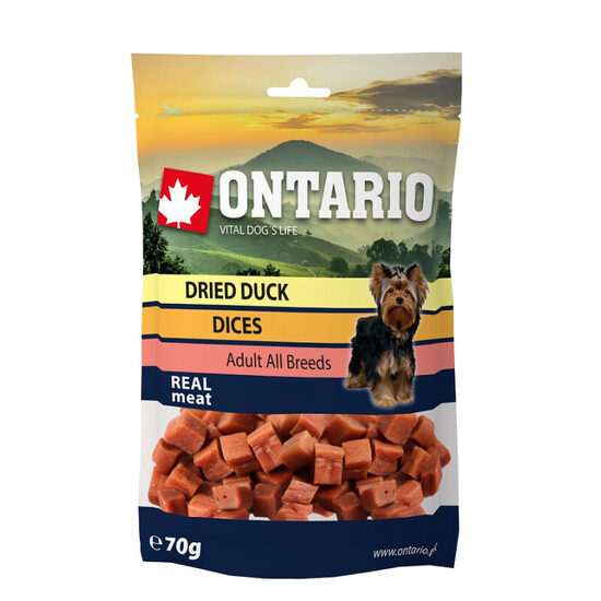Ontario Dog Duck Dice Small, 70g -  gardumi no žāvētas pīles gaļas