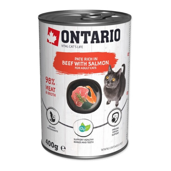 Ontario Cat Pate Beef with Salmon flavoured with Spirulina 400g