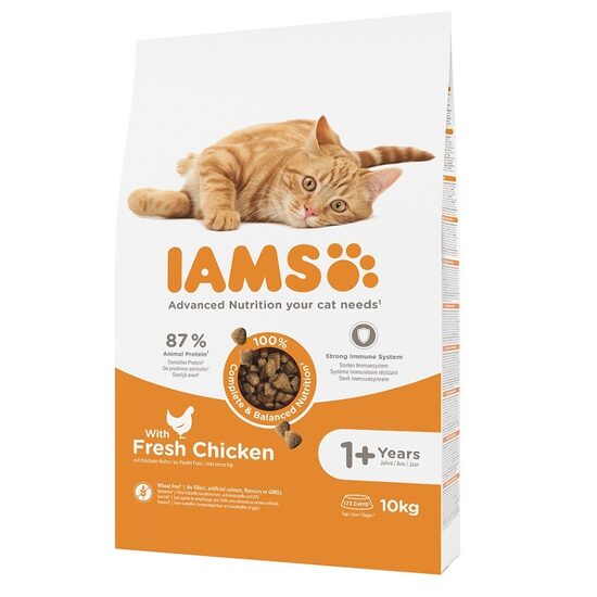IAMS CAT ADULT CHICKEN, 10 kg - sausā barība ar vistas gaļu pieaugušiem kaķiem