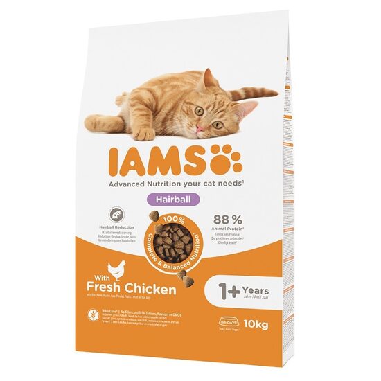  IAMS CAT ADULT HAIRBALL CHICKEN, 10 kg