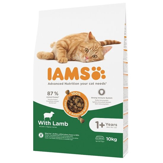 IAMS CAT ADULT LAMB, 10 kg - sausā barība ar jēra gaļu pieaugušiem kaķiem