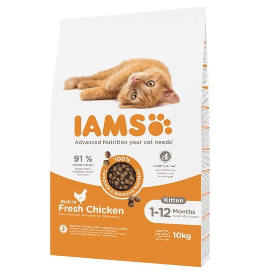  IAMS CAT KITTEN CHICKEN, 10 kg - sausā barība ar vistas gaļu kaķēniem līdz 12 mēn.