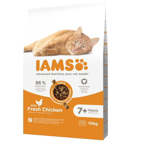 IAMS CAT SENIOR CHICKEN, 10 kg - sausā barība ar vistas gaļu kaķiem vecākiem par 7 gadiem
