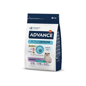 ADVANCE CAT STERILIZED HAIRBALL 3kg - sausā barība sterilizētiem pieaugušiem kaķiem (Ar tītara gaļu)