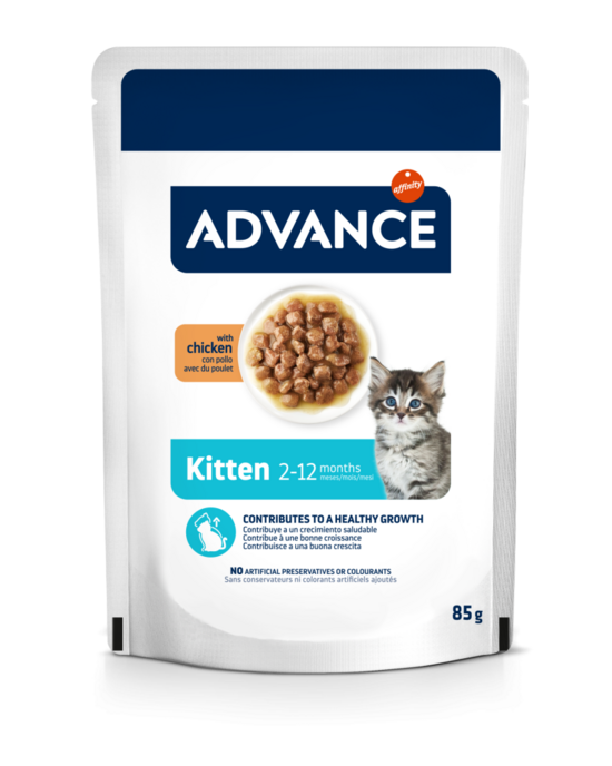 Advance Cat Kitten Chicken 85gr - mitrā barība kaķēniem, grūsnām un barojošām kaķenēm. Ar vistas gaļu