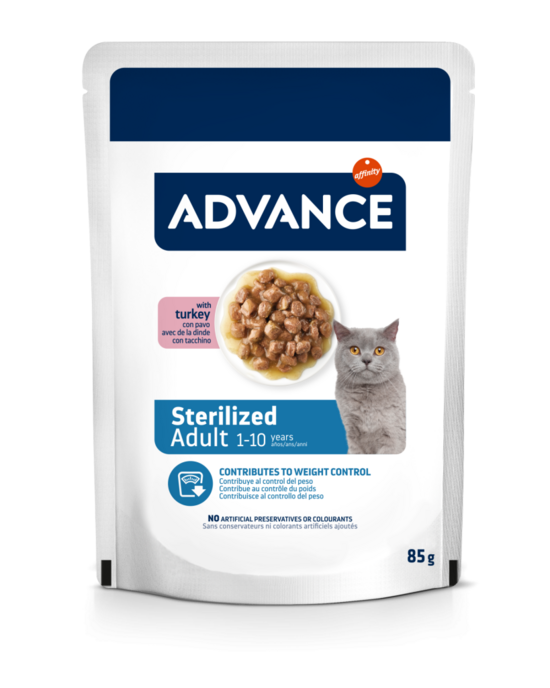 Advance Cat Sterilized Turkey 85gr -  mitrā barība sterilizētiem kaķiem, ar tītaru