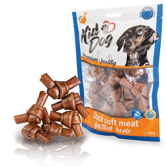 KIDDOG Duck Soft Meat Knitted Bones 250g — лакомство для собак из утиного мяса