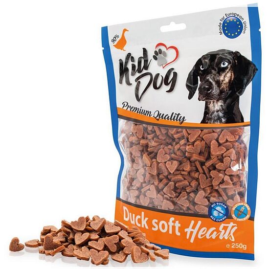 KIDDOG Duck soft Hearts 250g - лакомство для собак из утиного мяса