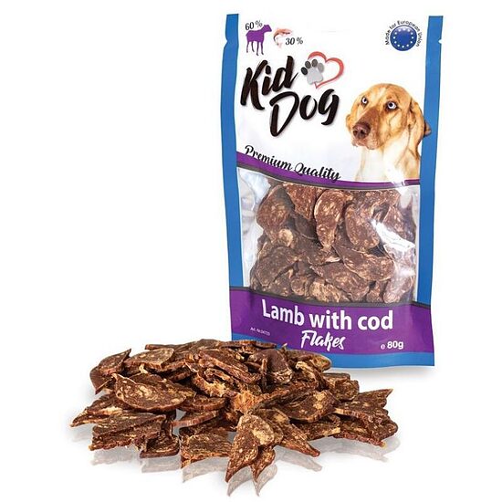KIDDOG Lamb with Cod Flakes 80g — лакомство для собак с ягнёнком и треской
