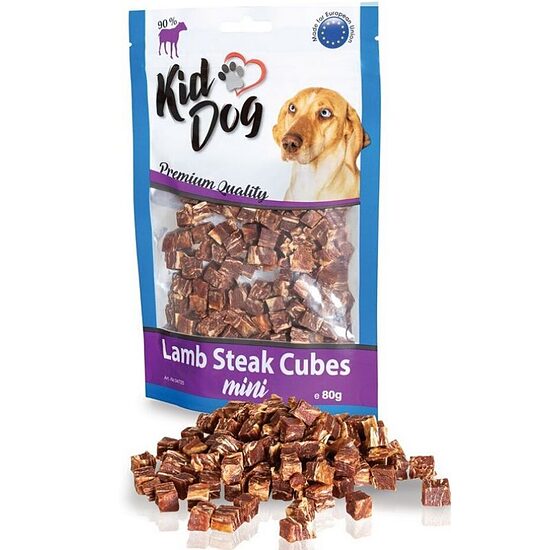 KIDDOG Lamb Steak Cubes mini 80g — лакомство для собак из ягнятины