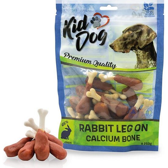 KIDDOG Rabbit Leg on Calcium Bone 80g — кальциевые кубики с мясом кролика