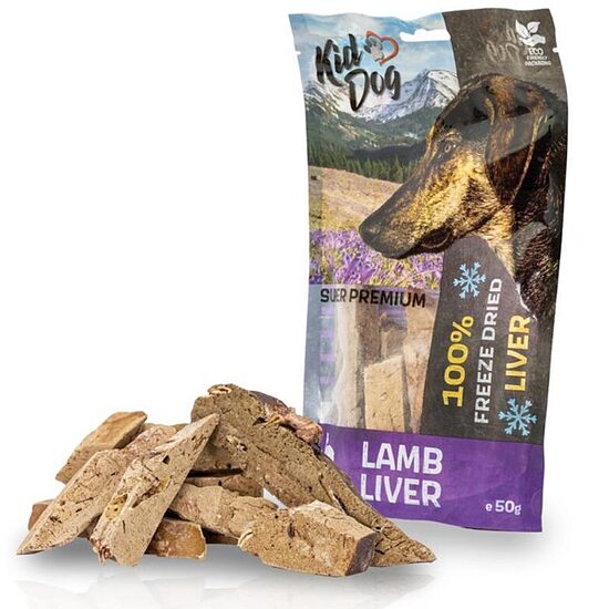 KIDDOG Freeze Dried Lamb Liver 50g - 100% натуральная лиофилизированная баранья печень