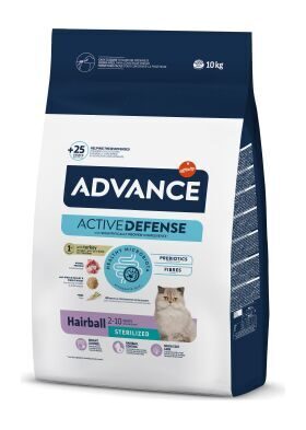 ADVANCE CAT STERILIZED HAIRBALL 10KG - sausā barība sterilizētiem kaķiem (ar tītara gaļu)