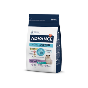 ADVANCE CAT STERILIZED HAIRBALL 1,5KG - sausā barība sterilizētiem kaķiem (tītars un mieži)