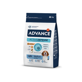 ADVANCE DOG MEDIUM LIGHT 3KG -  sausā barība pieaugušiem vidējo šķirņu suņiem ar tendenci uz lieko svaru un aptaukošanās risku