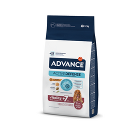 ADVANCE DOG MEDIUM SENIOR 12KG - sausā barība vidējo šķirņu suņiem  vecumā pēc 7 gadiem. Ar vistu un rīsiem.
