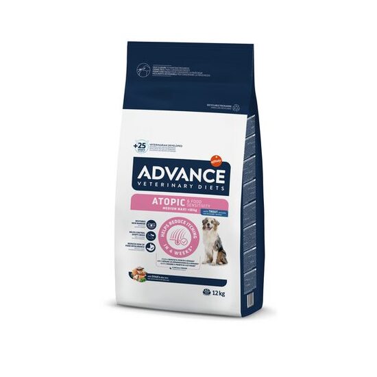 ADVANCE VETERINARY DIETS DOG ATOPIC MEDIUM-MAXI TROUT 12KG - VIDĒJO UN LIELU ŠĶIRŅU PIEAUGUŠIEM SUŅIEM AR ATOPISKO DERMATĪTU
