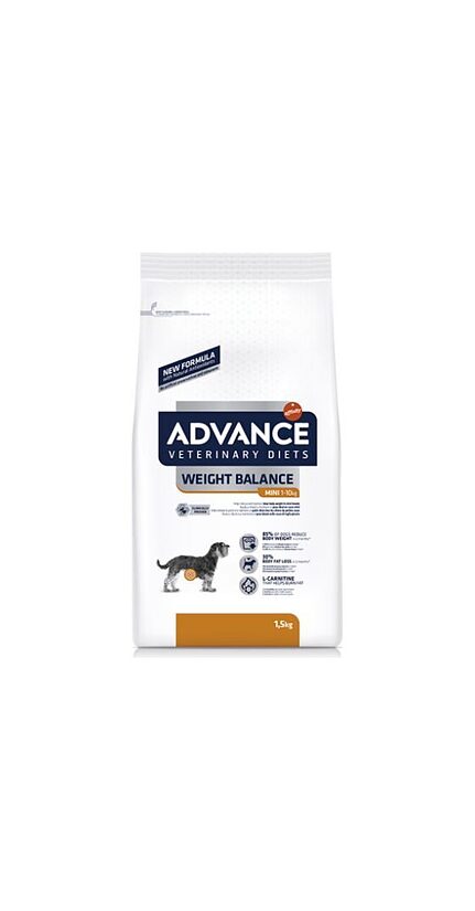 ADVANCE VETERINARY DIETS WEIGHT BALANCE MINI 1.5KG - Pilnvertīga sausā barība pieaugušiem suniem ar lieko svaru