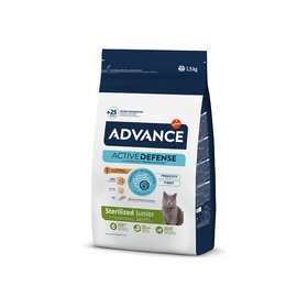 ADVANCE YOUNG STERILIZED 1,5KG - sausā barība jauniem sterilizētiem kaķiem (no sterilizācijas līdz 24 mēnešu vecumam). Ar vistu un rīsiem