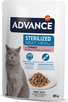 Advance Cat Sterilized Turkey 85gr -  mitrā barība sterilizētiem kaķiem, ar tītaru
