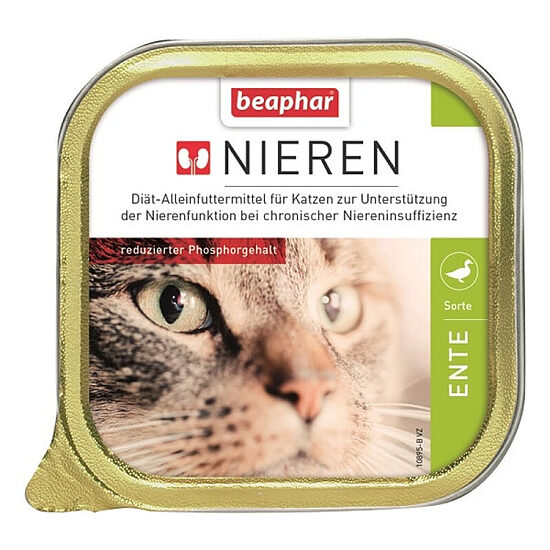 Beaphar NIERDIEET ENTE 100G - diētiska kaķu barība (pastēte) ar pīles gaļu, lai stiprinātu nieru darbību kaķiem ar hronisku nieru nepietiekamību vai akūta nieru mazspēju