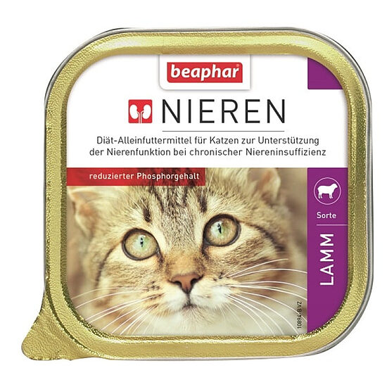 Beaphar NIERDIEET LAMM 100g - diētiska kaķu barība (pastēte) ar jēra gaļu lai stiprinātu nieru darbību dzīvniekiem ar hronisku nieru nepietiekamību vai akūta nieru mazspēju