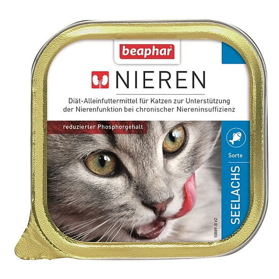 Beaphar NIERDIEET SEELACHS 100G - diētiska kaķu barība (pastēte) ar saidu lai stiprinātu nieru darbību dzīvniekiem ar hronisku nieru nepietiekamību vai akūta nieru mazspēju