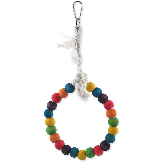 Bird Jewel Seesaw wooden with rope coloured ring 15 cm - wooden bird toy