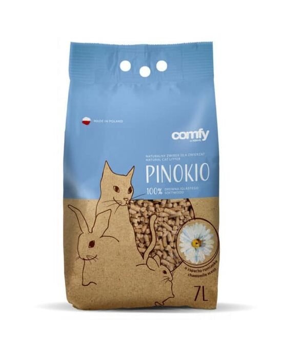 COMFY Pinokio Premium Camomille 7L - absorbējošas skaidu granulas dzīvniekiem, ar kumelīšu aromātu