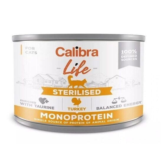 Calibra Cat Life Monoprotein Sterilized Turkey 200g - konservi ar tītara gaļu sterilizētiem/kastrētiem kaķiem