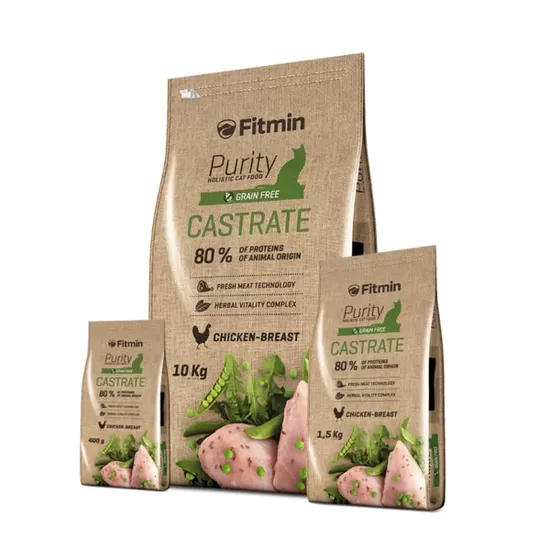 Fitmin Purity Castrate 1,5kg - bezgradu holistiska sausā barība pieaugušiem kastrētiem kaķiem ar vistu