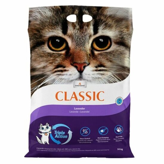 Intersand Classic Lavender 14kg - cementējošās smiltis kaķu tualetēm ar lavandas smaržu