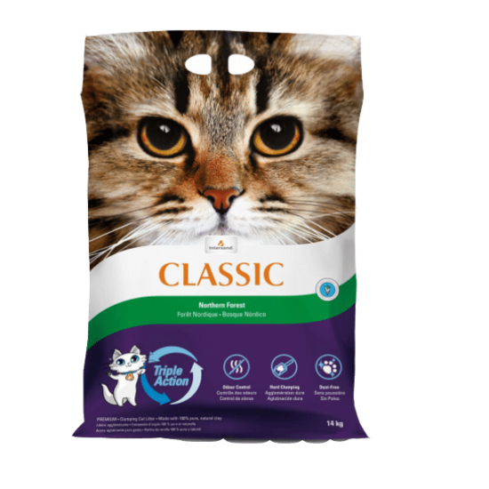 Intersand Classic Pine Forest 14kg - cementējošās smiltis kaķu tualetēm ar skuju, meža smaržu