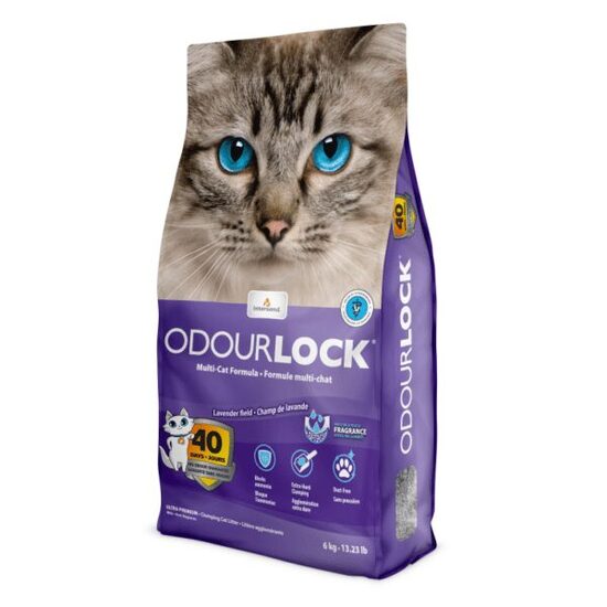 Intersand Odour Lock Lavanda 6kg - cementējošās smiltis kaķu tualetēm ar lavandas smaržu
