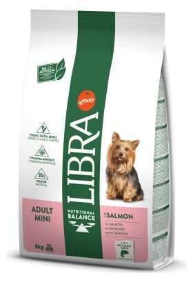 LIBRA DOG MINI ADULT SALMON 8kg - sausā barība pieaugušiem mazo šķirņu suņiem, ar lasi