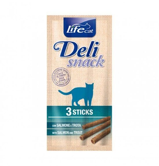 Life Cat Deli Snack Sticks with Salmon & Trout 3 gb x 5 g (Lasis, Forele) - gardums kaķiem