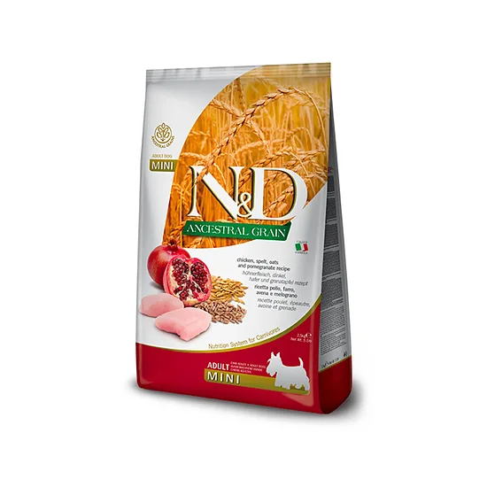 N&D DOG ANCESTRAL GRAIN CHICKEN POMEGRANATE ADULT MINI 7kg